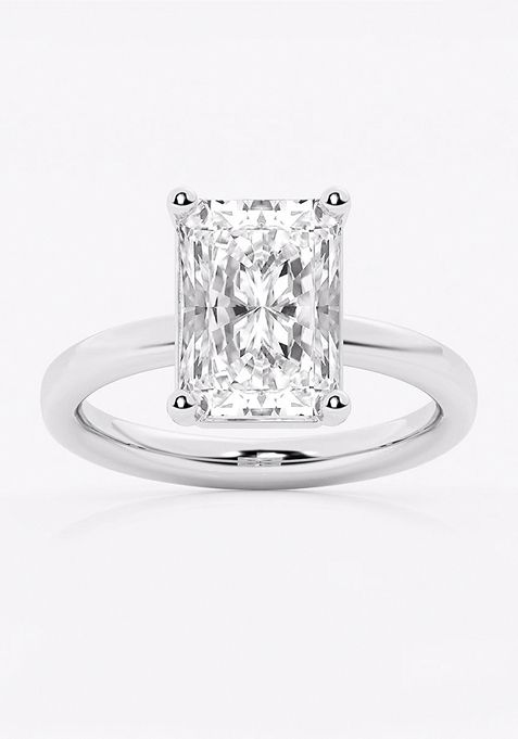 4 ctw Radiant Lab Grown Diamond Low Setting Solitaire Engagement Ring