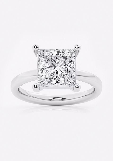 4 ctw Princess Lab Grown Diamond Low Setting Solitaire Engagement Ring