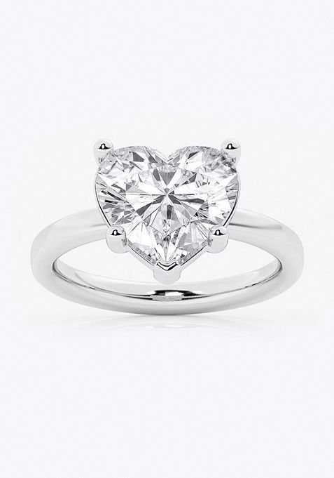 4 ctw Heart Lab Grown Diamond Low Setting Solitaire Engagement Ring