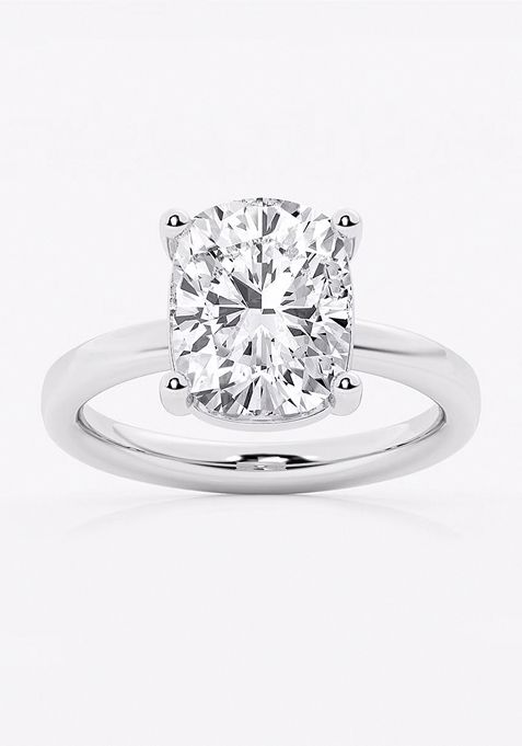 4 ctw Elongated Cushion Lab Grown Diamond Low Setting Solitaire Engagement Ring