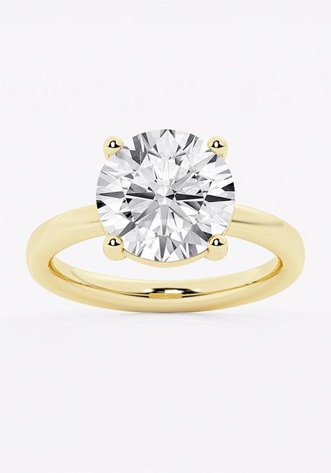 4 ctw Round Lab Grown Diamond Low Setting Solitaire Engagement Ring