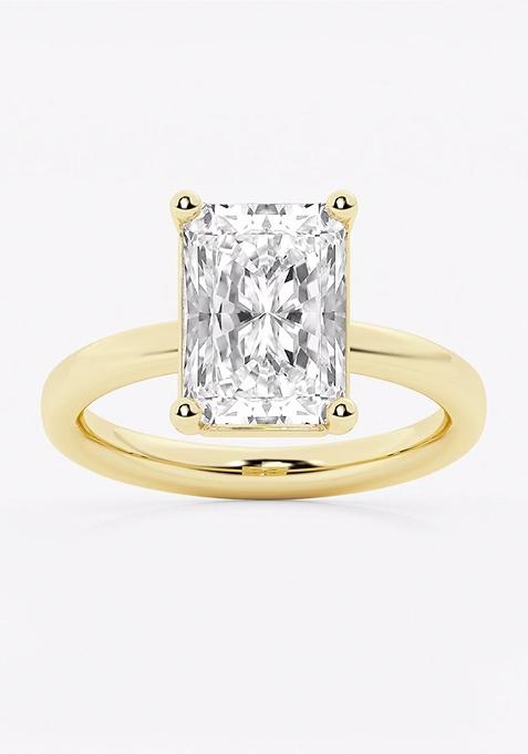 4 ctw Radiant Lab Grown Diamond Low Setting Solitaire Engagement Ring