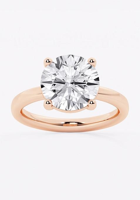 4 ctw Round Lab Grown Diamond Low Setting Solitaire Engagement Ring