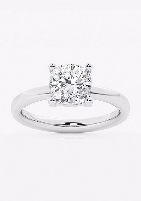 2 ctw Cushion Lab Grown Diamond Low Setting Solitaire Engagement Ring