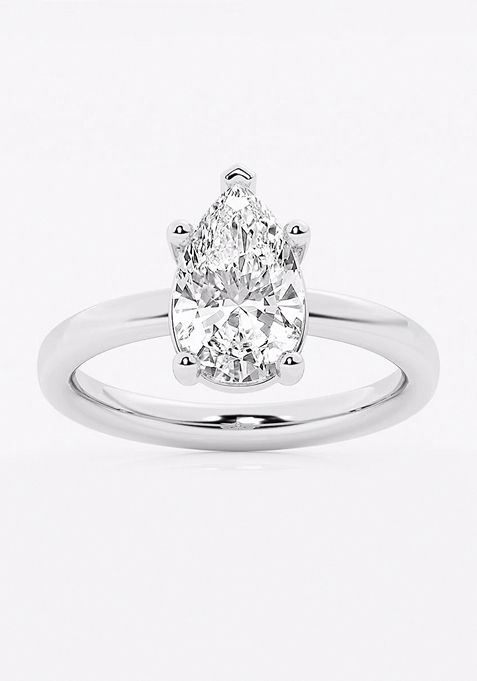 2 ctw Pear Lab Grown Diamond Low Setting Solitaire Engagement Ring