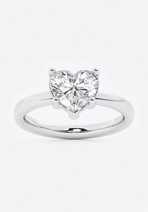 2 ctw Heart Lab Grown Diamond Low Setting Solitaire Engagement Ring