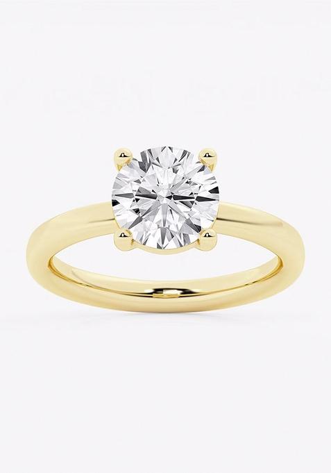 2 ctw Round Lab Grown Diamond Low Setting Solitaire Engagement Ring