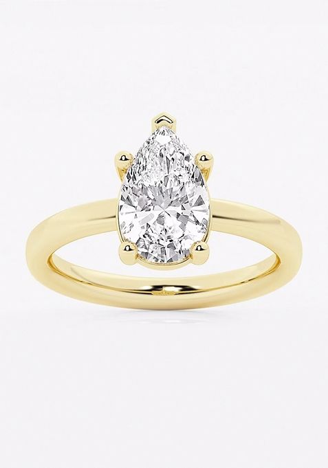 2 ctw Pear Lab Grown Diamond Low Setting Solitaire Engagement Ring