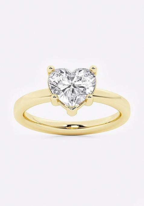 2 ctw Heart Lab Grown Diamond Low Setting Solitaire Engagement Ring