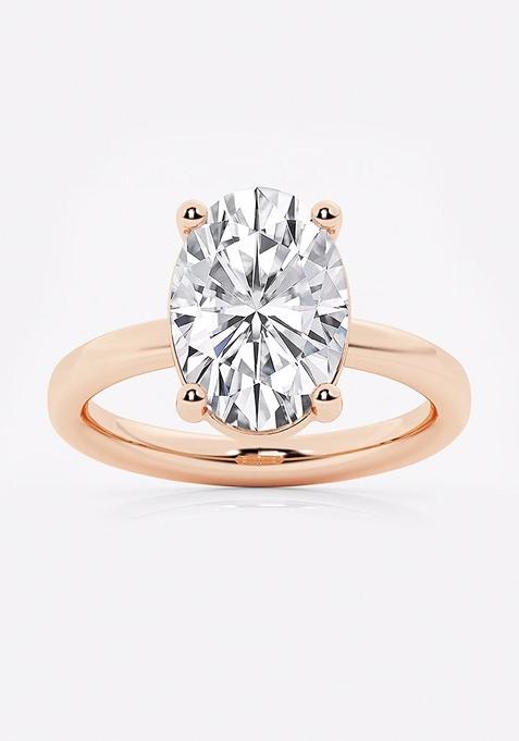 2 ctw Oval Lab Grown Diamond Low Setting Solitaire Engagement Ring