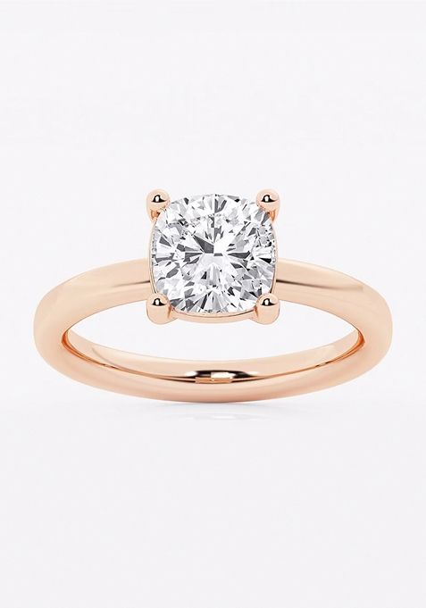 2 ctw Cushion Lab Grown Diamond Low Setting Solitaire Engagement Ring