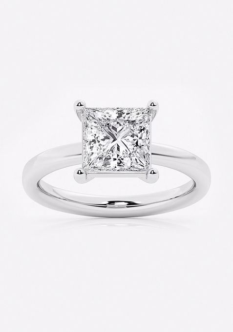 2 1/2 Ctw Princess Lab Grown Diamond Low Setting Solitaire Engagement Ring