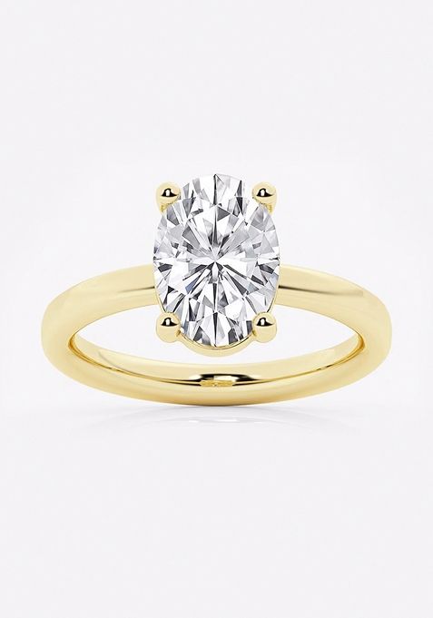 2 1/2 ctw Oval Lab Grown Diamond Low Setting Solitaire Engagement Ring