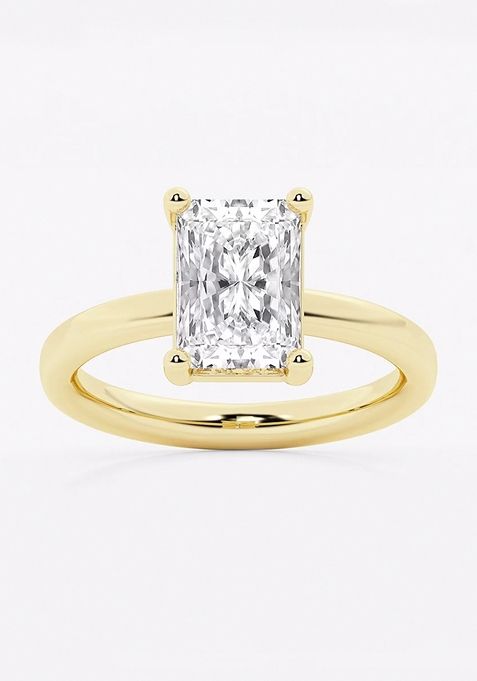 2 1/2 ctw Radiant Lab Grown Diamond Low Setting Solitaire Engagement Ring