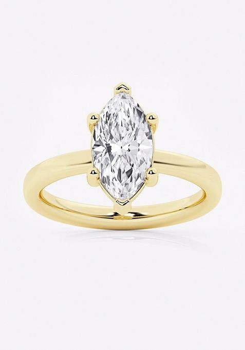 2 1/2 ctw Marquise Lab Grown Diamond Low Setting Solitaire Engagement Ring