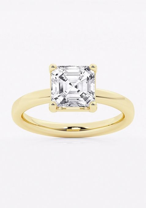 2 1/2 ctw Asscher Lab Grown Diamond Low Setting Solitaire Engagement Ring