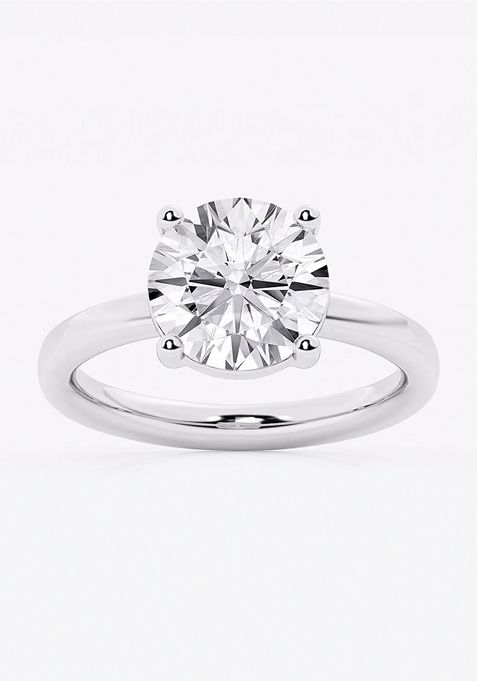 3 ctw Round Lab Grown Diamond Low Setting Solitaire Engagement Ring