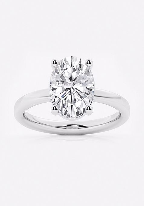 3 ctw Oval Lab Grown Diamond Low Setting Solitaire Engagement Ring