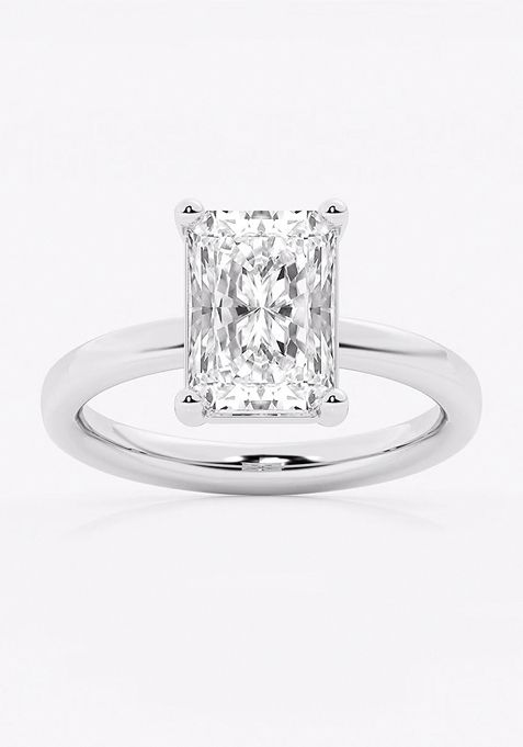 3ctw Radiant Lab Grown Diamond Low Setting Solitaire Engagement Ring