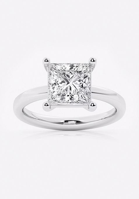 3ctw Princess Lab Grown Diamond Low Setting Solitaire Engagement Ring