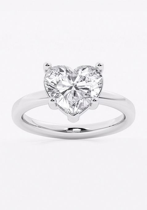 3 ctw Heart Lab Grown Diamond Low Setting Solitaire Engagement Ring