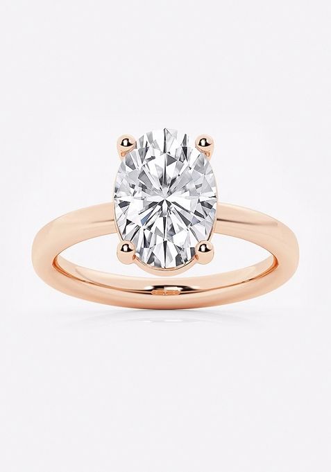 3 ctw Oval Lab Grown Diamond Low Setting Solitaire Engagement Ring