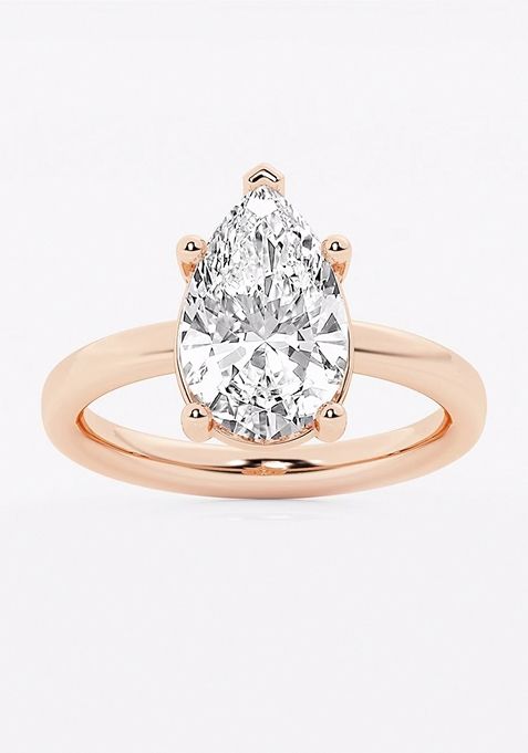 3 ctw Pear Lab Grown Diamond Low Setting Solitaire Engagement Ring