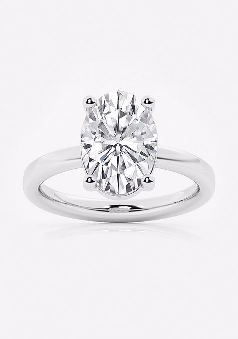 3 1/2 ctw Oval Lab Grown Diamond Low Setting Solitaire Engagement Ring