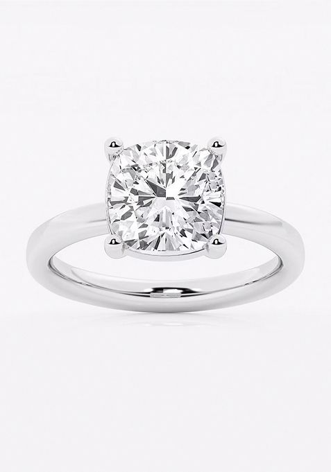 3 1/2 ctw Cushion Lab Grown Diamond Low Setting Solitaire Engagement Ring