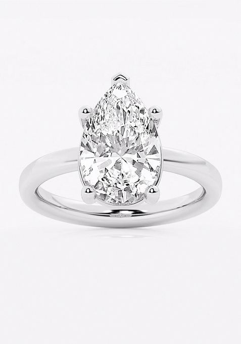 3 1/2 ctw Pear Lab Grown Diamond Low Setting Solitaire Engagement Ring