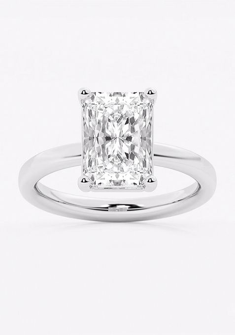 3 1/2 ctw Radiant Lab Grown Diamond Low Setting Solitaire Engagement Ring