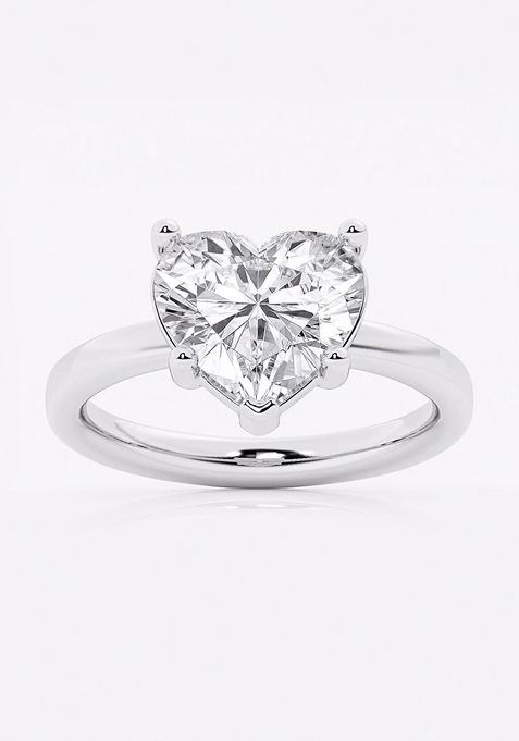 3 1/2 ctw Heart Lab Grown Diamond Low Setting Solitaire Engagement Ring