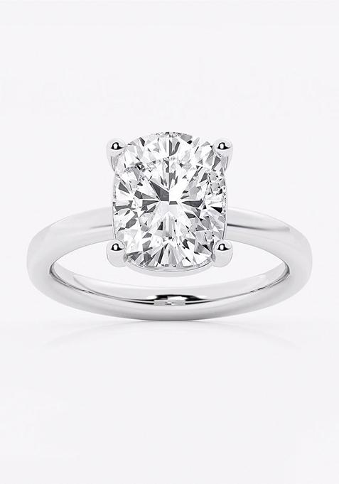 3 1/2 ctw Elongated Cushion Lab Grown Diamond Low Setting Solitaire Engagement Ring
