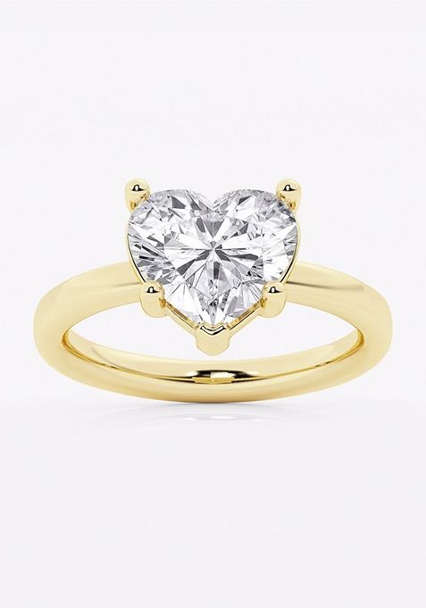 3 1/2 ctw Heart Lab Grown Diamond Low Setting Solitaire Engagement Ring