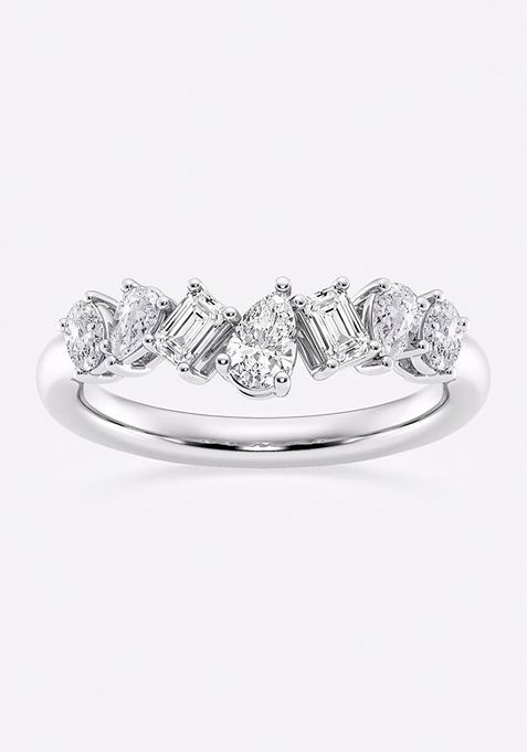 1 ctw Pear, Oval, and Emerald Lab Grown Diamond Contour Fashion Band