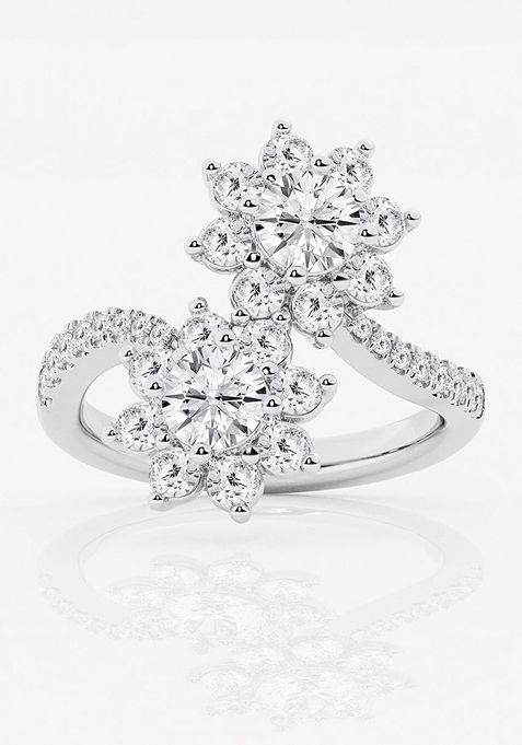 2 1/4 ctw Round Lab Grown Diamond Sunflower Bypass Fashion Ring