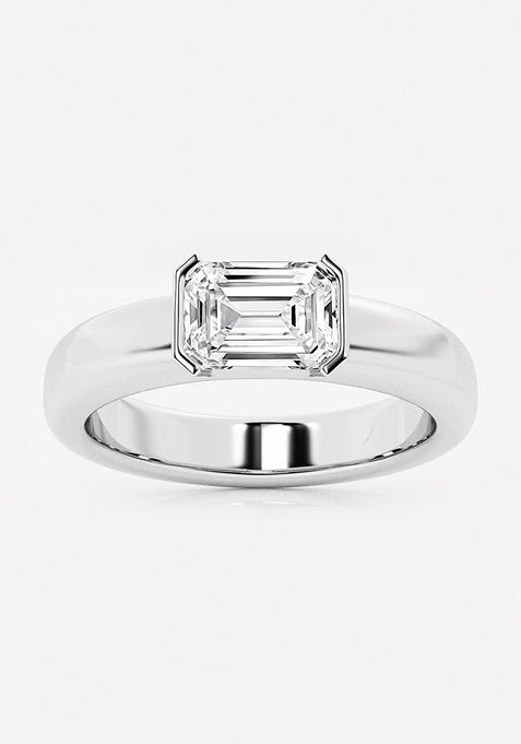 1 ctw Emerald Lab Grown Diamond East-West Stackable Ring