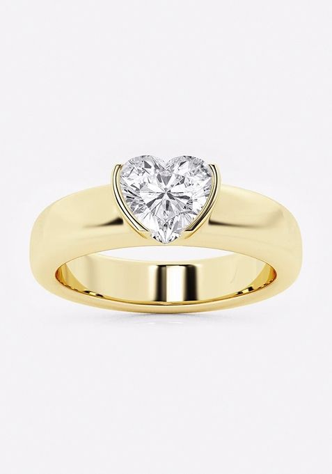 1ctw Heart Lab Grown Diamond Half Bezel Stackable Ring