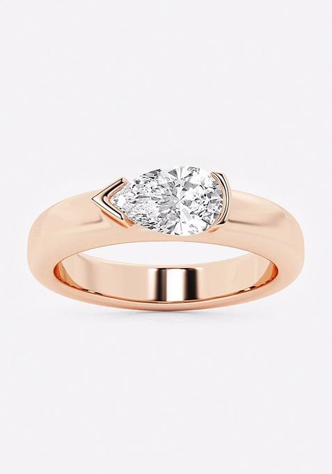 1 ctw Pear Lab Grown Diamond East-West Stackable Ring