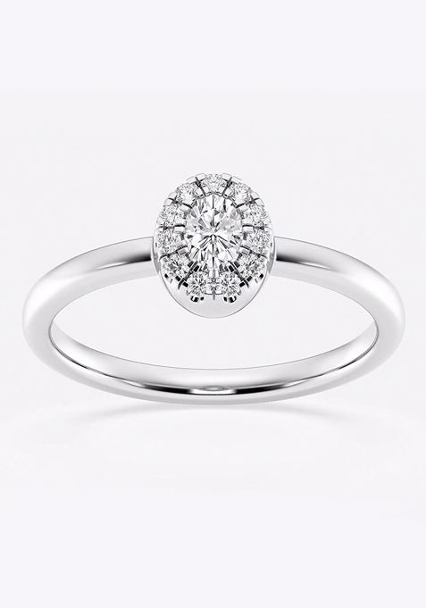 1/4 ctw Oval Lab Grown Diamond Micro Pave Halo Fashion Ring