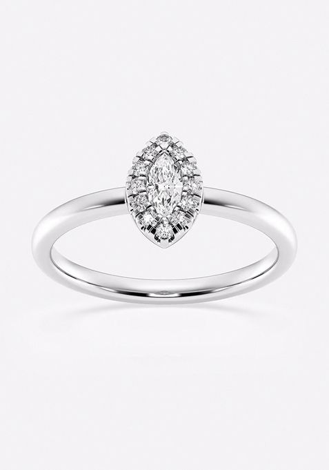 1/4 ctw Marquise Lab Grown Diamond Micro Pave Halo Fashion Ring