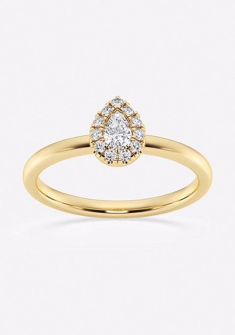 1/4 ctw Pear Lab Grown Diamond Micro Pave Halo Fashion Ring