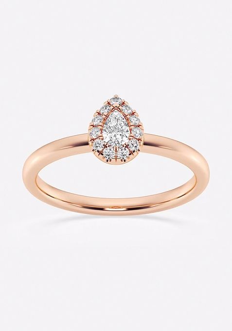 1/4 ctw Pear Lab Grown Diamond Micro Pave Halo Fashion Ring