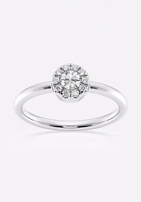 1/4 ctw Round Lab Grown Diamond Micro Pave Halo Fashion Ring