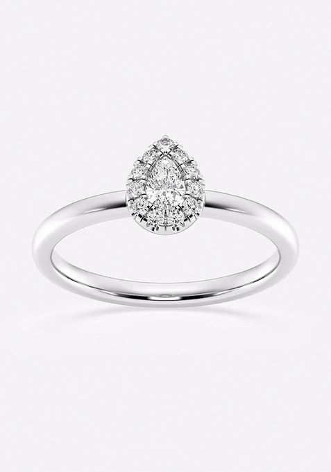 1/4 ctw Pear Lab Grown Diamond Micro Pave Halo Fashion Ring