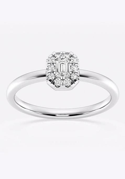 1/4 ctw Emerald Lab Grown Diamond Micro Pave Halo Fashion Ring