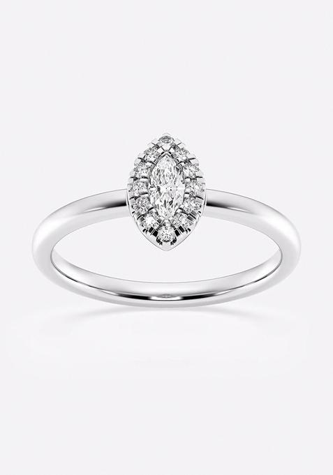 1/4 ctw Marquise Lab Grown Diamond Micro Pave Halo Fashion Ring