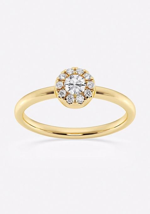 1/4 ctw Round Lab Grown Diamond Micro Pave Halo Fashion Ring