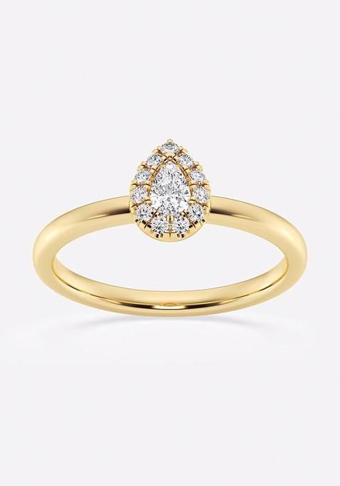 1/4 ctw Pear Lab Grown Diamond Micro Pave Halo Fashion Ring