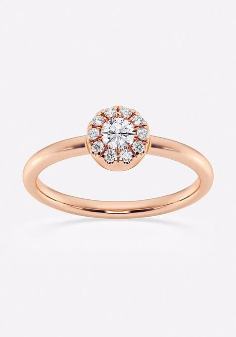 1/4 ctw Round Lab Grown Diamond Micro Pave Halo Fashion Ring